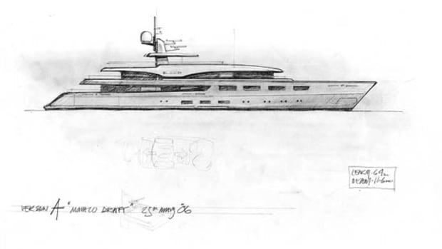 Renderings and sketches courtesy of Benetti and RWDAn early sketch shows a raked bow as a possibility.