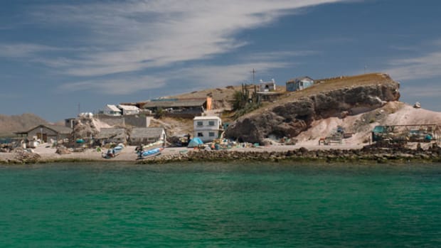 Isla Coyote, an islet where some 30 Mexican fishermen somehow manage to live in peace and harmony.