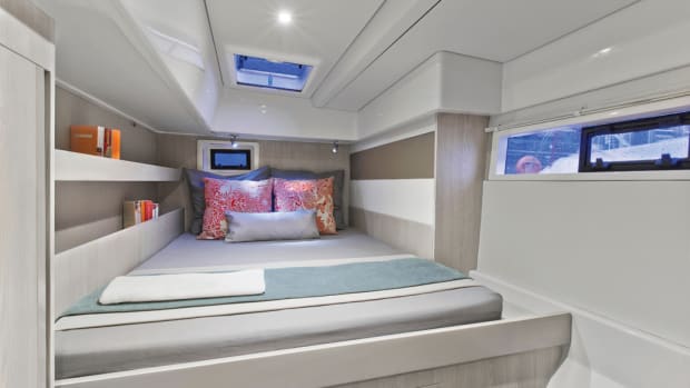 The aft stateroom on the Moorings 514PC