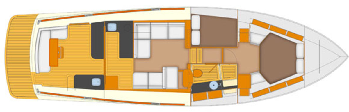 Palm Beach 45 Aft Galley with double cabin layout diagram