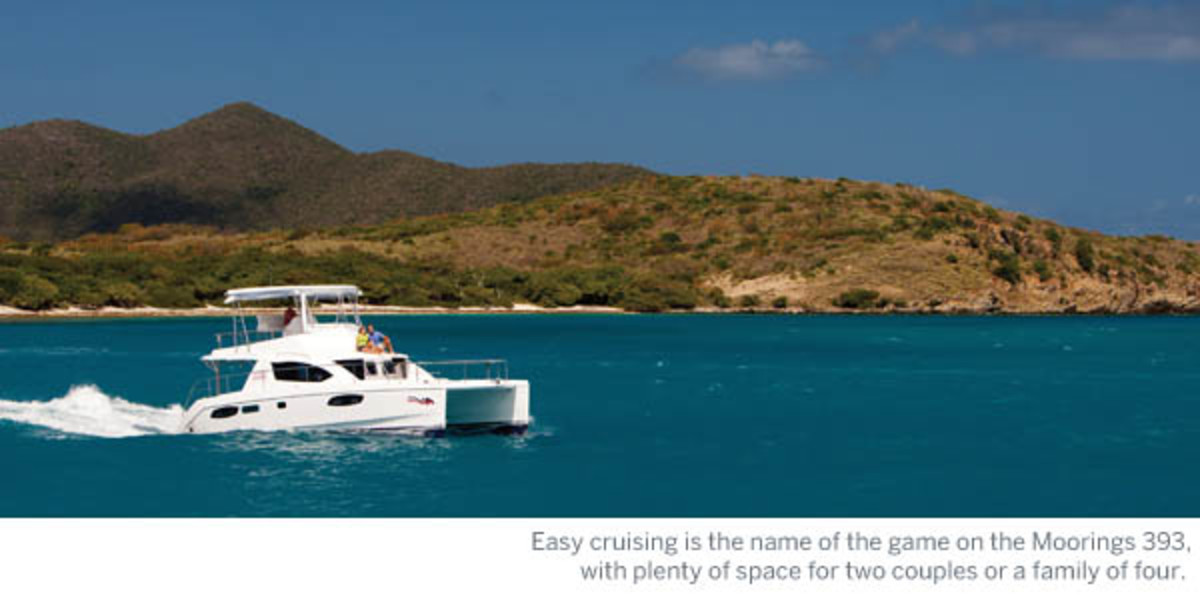 Easy cruising is the name of the game on the Moorings 393, with plenty of space for two couples or a family of four. 