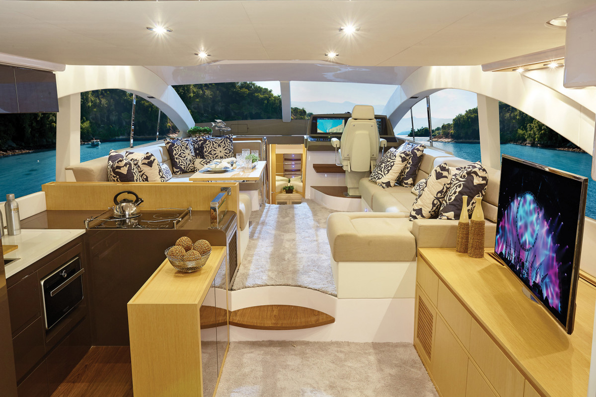 Schaefer pays attention to the way boaters spend time aboard, and set up the main-deck layout accordingly.