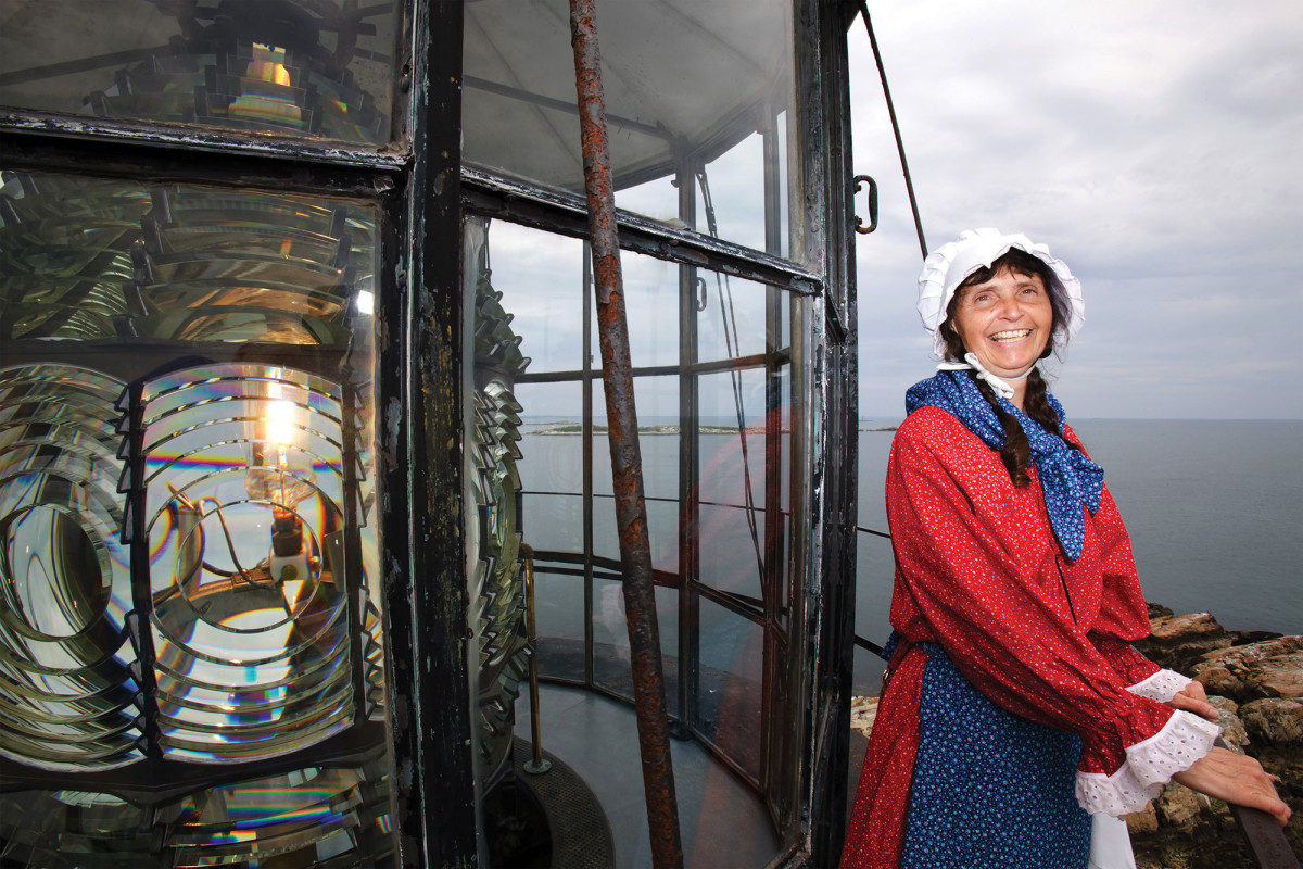 Sally Snowman dresses in period costume and relishes caring for the Fresnel lens.