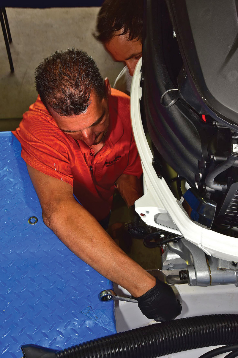 Tighten the bolts, then tighten them again: High-torque outboards put a lot of strain on the mounting bolts.