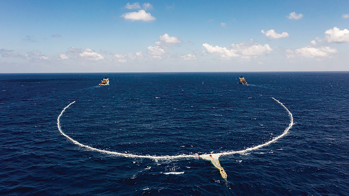 The Jenny being towed by two supply vessels across the North Pacific Ocean at a crawling 2 knots.